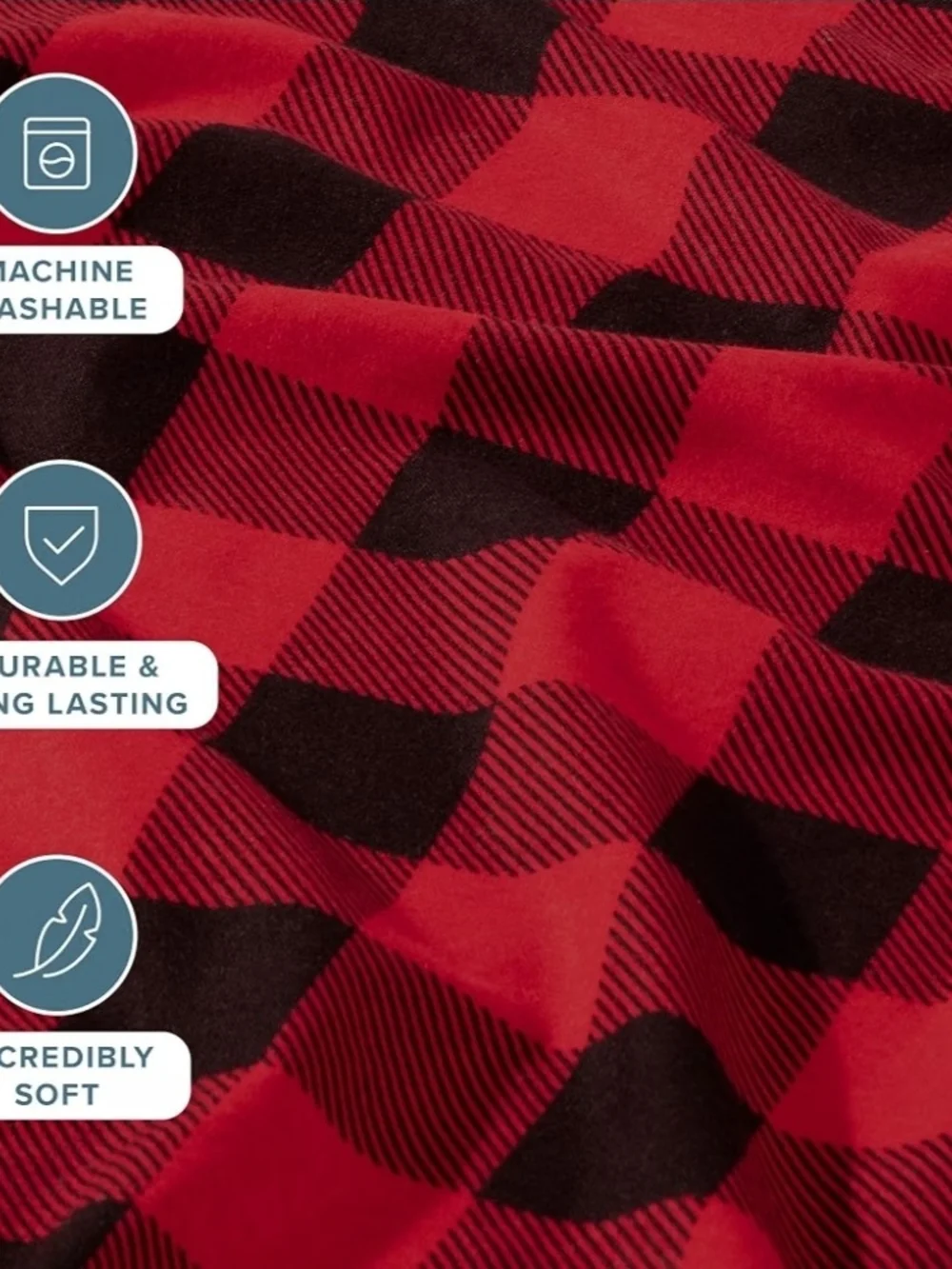 Bare Red and Black Buffalo Plaid Flannel Sheet Set King Size